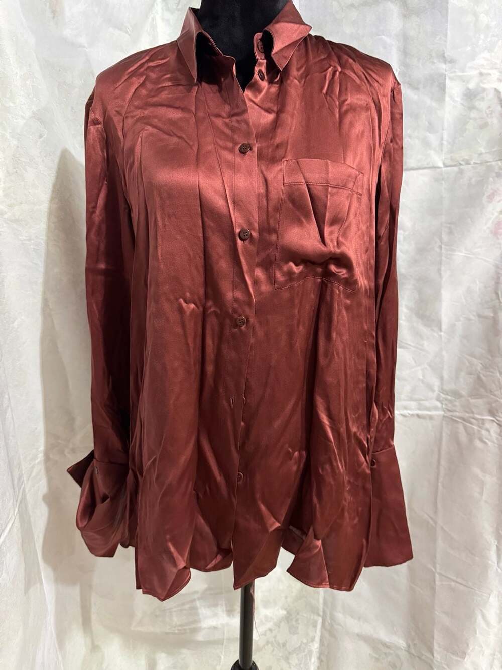 BITE London Collection 6 100% Organic Silk Button Down Shirt Size 14